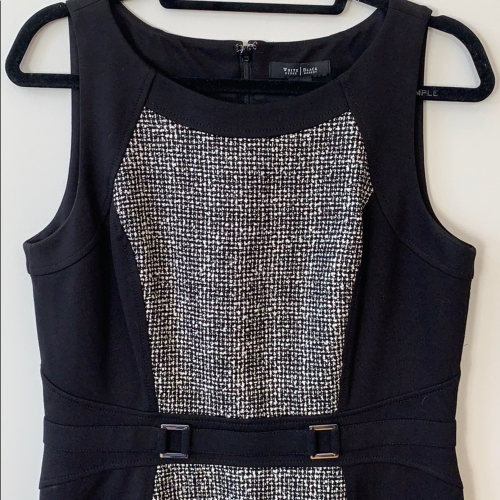 White House Black Market Black & Tweed Panel Dress